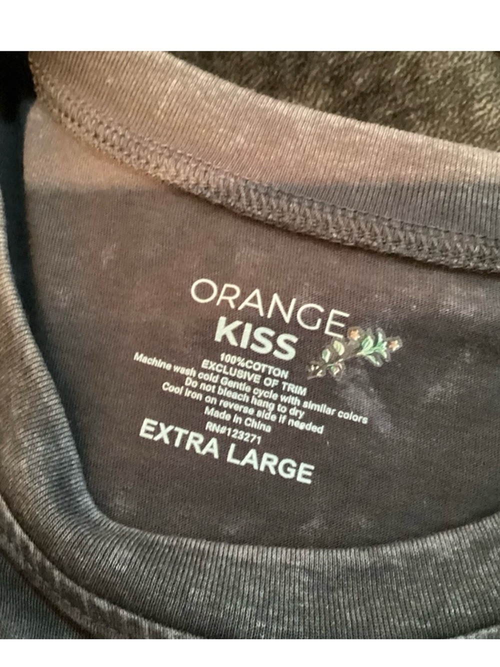 Orange Kiss Manifest Positivity Graphic Tee Size XL Acid Wash Gray Boho Goth - Picture 12 of 12
